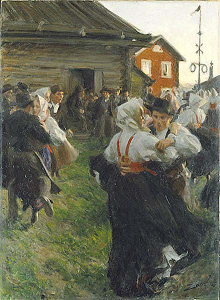 Anders Zorn Midsummer Dance, oil painting image